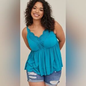 💙 Torrid Crochet Babydoll Tank | Tall Blue | Size 2 💙